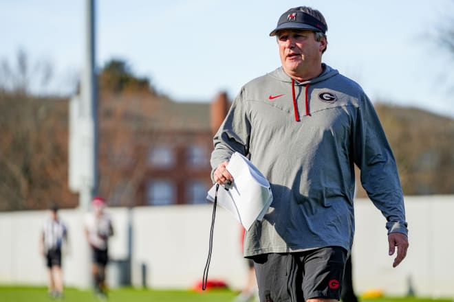 Georgia head coach Kirby Smart during Georgia’s practice session in Athens, Ga., on Tuesday, March 12, 2024. (Tony Walsh/UGAAA)