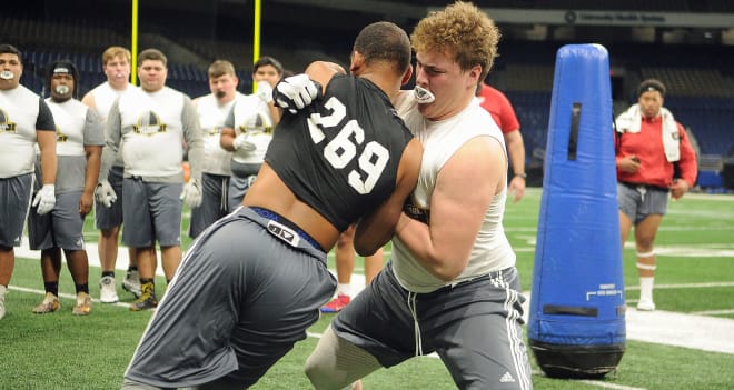 Burton works out at the All-American Combine in San Antonio. 
