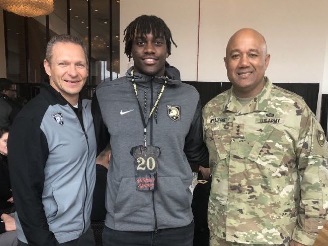 Top fullback commit Anthony Adkins with Army Head Coach Jeff Monken and West Point Superintendent, Lt. Gen. Darryl A. Williams