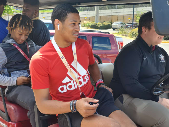 Rivals250 DB Nyland Green was all smiles throughout his FSU visit. 