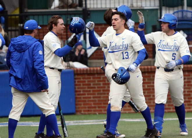 Kole Cottam (13) lead the Cats with 19 home runs this season and ranked among the national leaders.