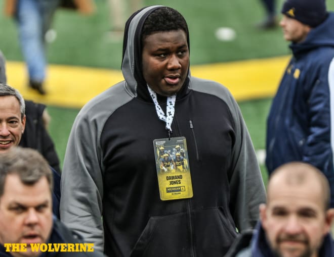Senior offensive tackle Dawand Jones picked up a Michigan offer while in town for the Indiana game.