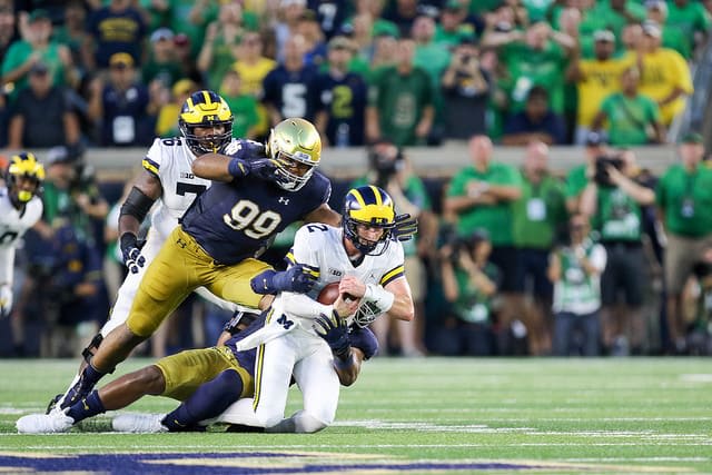 Notre Dame defeated Michigan in last year's opener, 24-17, while improving to 6-0 in home games at night versus the Wolverines.
