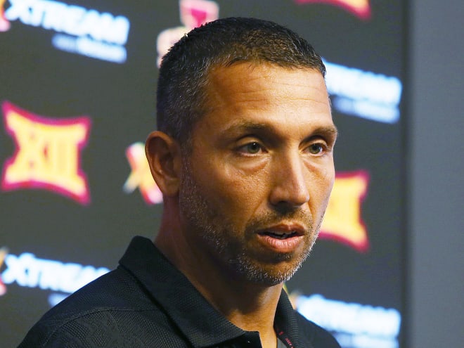 Iowa State head coach Matt Campbell at his annual media day press conference.