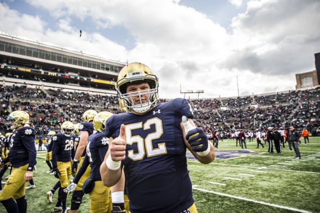 Zeke Correll is taking No. 1 reps at center this spring for Notre Dame with starter Jarrett Patterson sidelined until August.