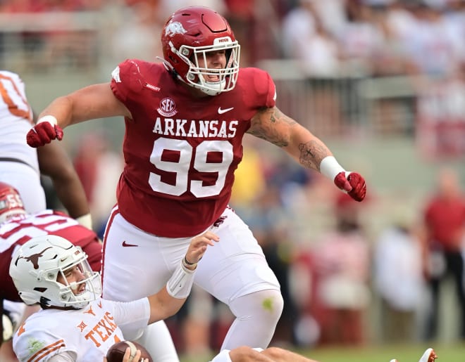 Arkansas defensive tackle John Ridgeway announced Thursday his intentions to enter his name in the 2022 NFL Draft.