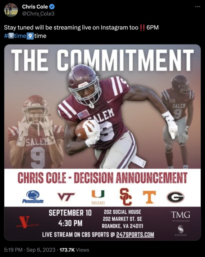 Chris Cole reveals commitment details - HokieHaven