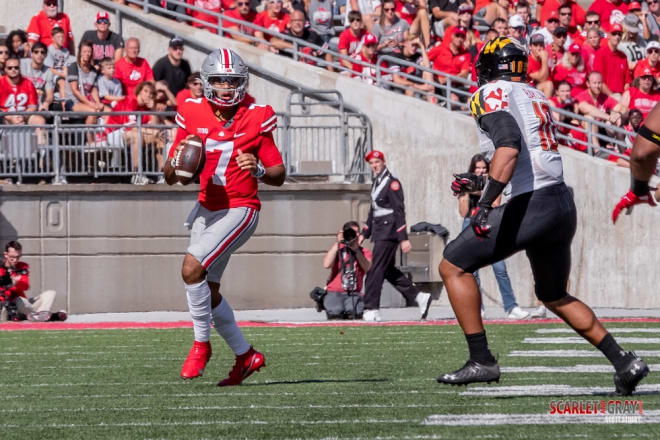 Ohio State redshirt freshman quarterback C.J. Stroud has averaged 339.8 passing yards per game in his first five starts. 