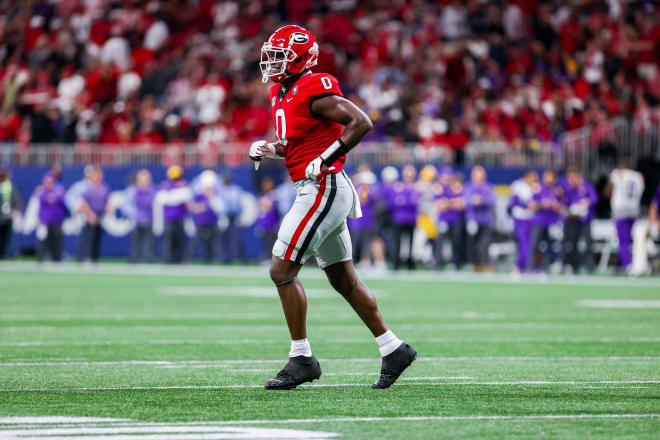 Georgia tight end Darnell Washington (0) during the 2022 SEC Championship Game at Mercedes-Benz Stadium in Atlanta, Ga., on Saturday, Dec. 3, 2022. (Photo by Tony Walsh/UGA Sports Communications)