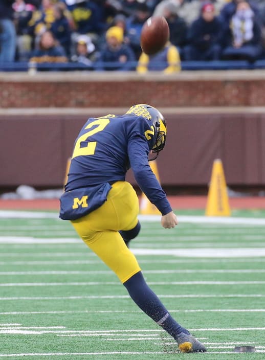 Michigan Wolverines football sophomore kicker Jake Moody was one of just three freshmen who did not redshirt last season (Ronnie Bell and Aidan Hutchinson were the other two).