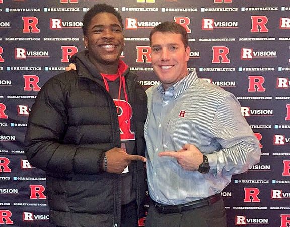 Jones poses with head coach Chris Ash at Rutgers Junior Day