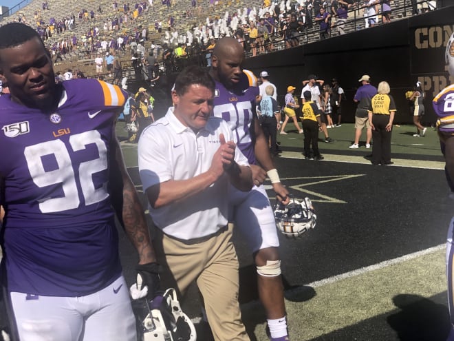 LSU football coach Ed Orgeron has invited Colton Moore and his family as guests to LSU's home game against Utah State next Saturday