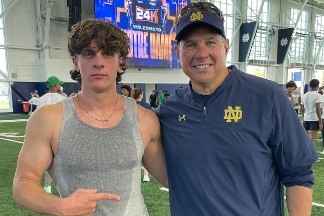 Tatum Evans, a prospect in the 2026 recruiting class, has already visited Notre Dame twice. Evans is switching to linebacker this season and already plans to visit Notre Dame this season for one of its games.