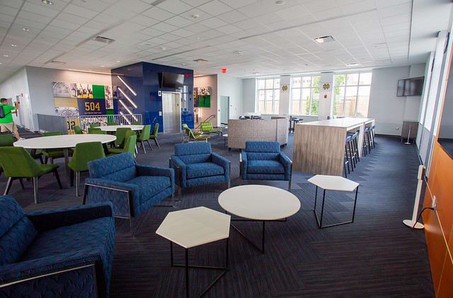 The recruiting lounge is on the second floor of the new Irish Athletics Complex.