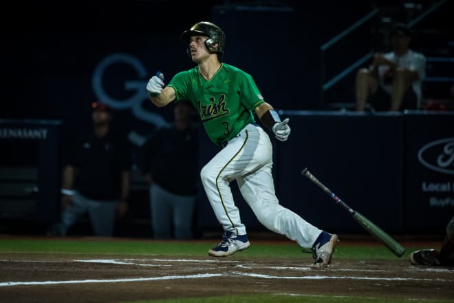 Notre Dame catcher David LaManna doubled home two runs in a 3-2 Irish victory over Texas Tech on Friday.