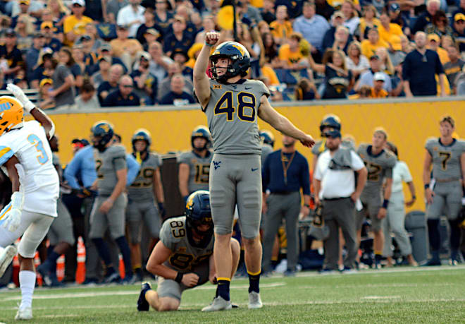 Legg earned the West Virginia Mountaineers starting field goal kicker job and has performed well.