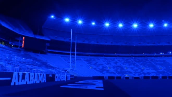 Bryant-Denny Stadium went blue on September 18, 2019 to pay tribute to fallen police office Dornell Cousette