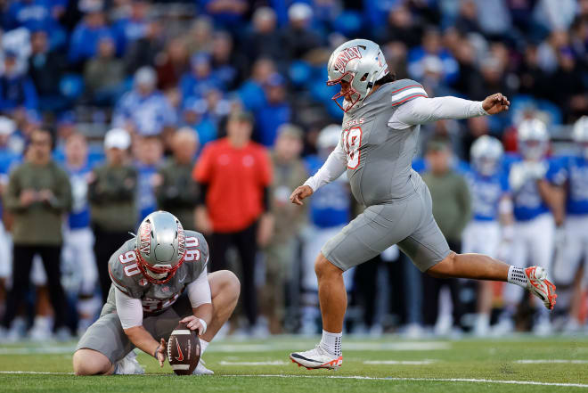 Kicker Jose Pizano has nailed 18 straight field goals for the Rebels.