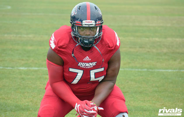Kievan Myers at Bishop Dunne's spring football game on May 19