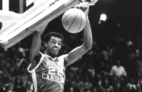 Dudley Bradley's dunk after a steal at mid-court gave Carolina a huge road win at N.C. State in 1979.