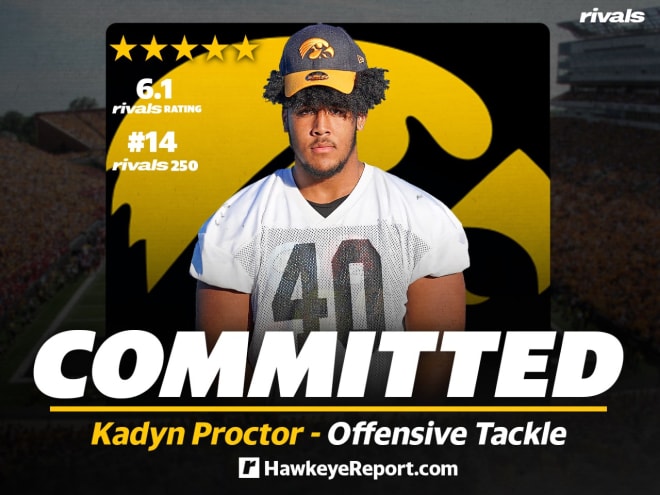 Five-star offensive tackle Kadyn Proctor announced his commitment to Iowa today.