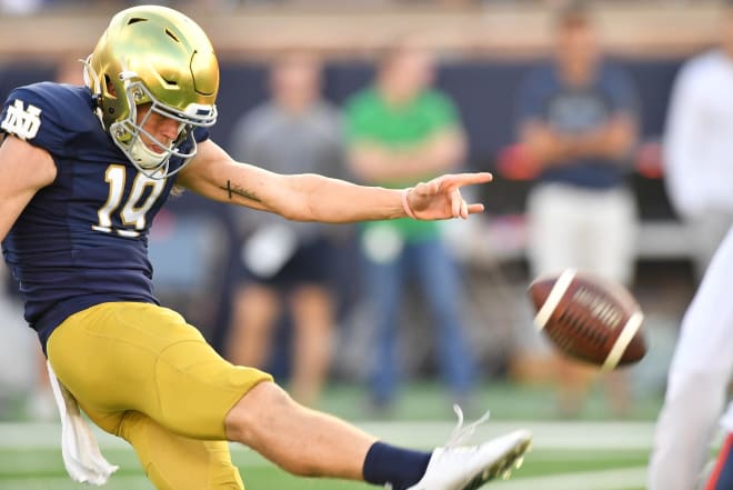 Notre Dame Fighting Irish football junior punter Jay Bramblett