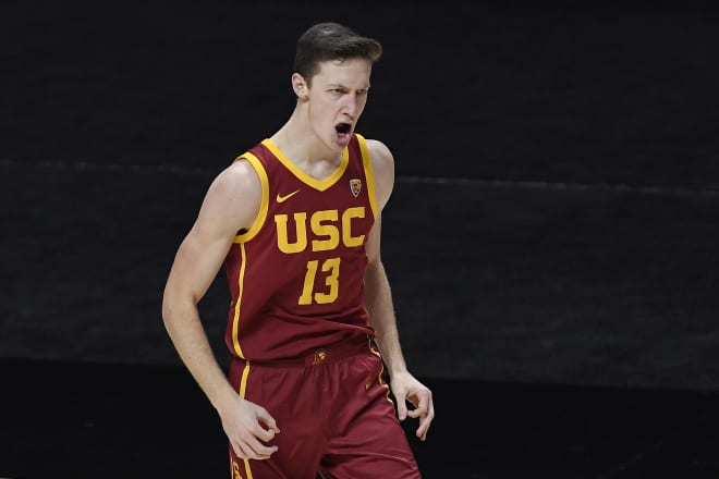 USC basketball newcomer Drew Peterson led the Trojans with 19 points in their dominant win over BYU on Tuesday.