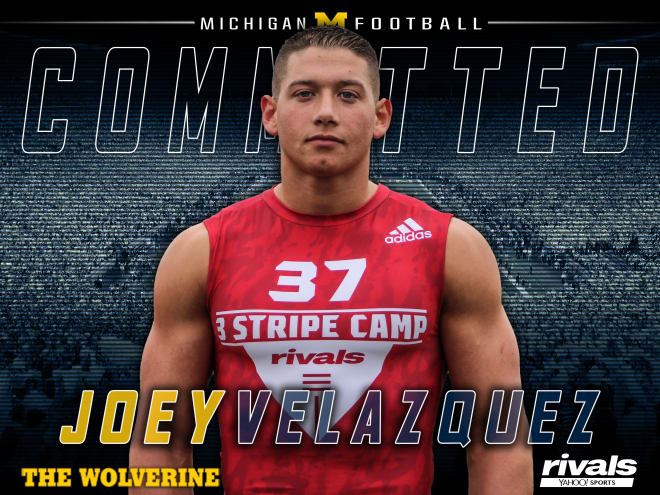 Three-star safety Joey Velazquez has committed to Michigan.