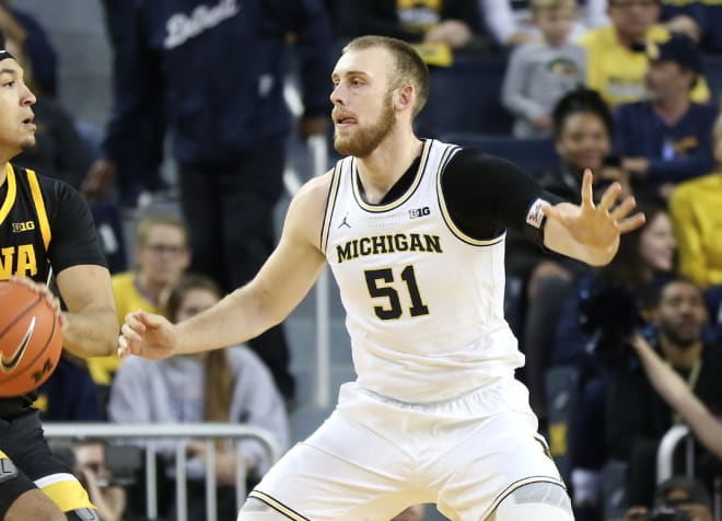 Michigan Wolverines basketball big man Austin Davis has been a productive offensive player the post this year. 