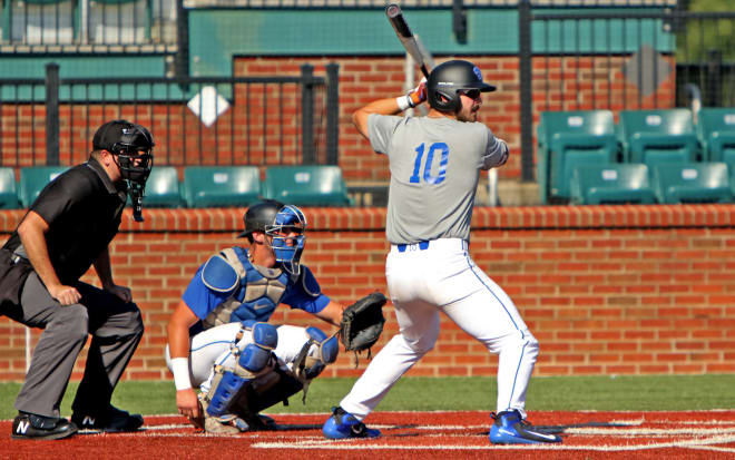 Dalton Reed, a junior college signee, had a pair of hits in the scrimmage for the Gray squad.