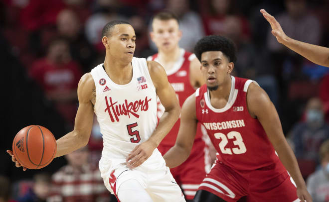 Bryce McGowens had a game-high 23 points, but it wasn't enough to top Chucky Hepburn (right) and Wisconsin on Thursday.
