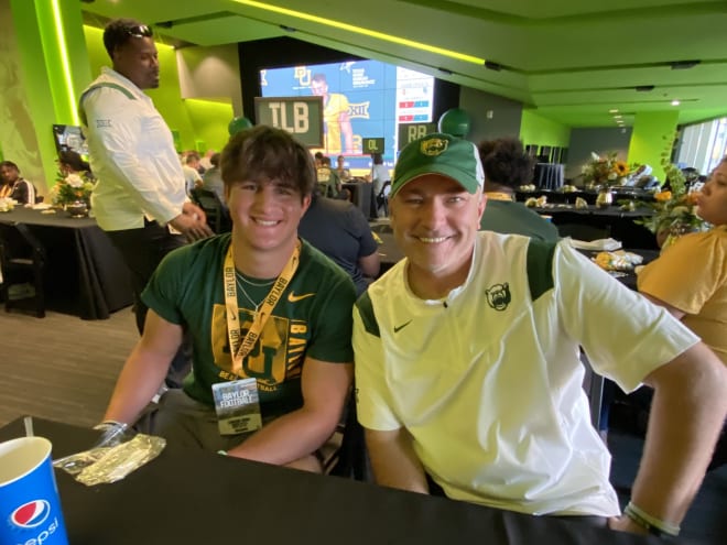 Carson Dean takes a pic with Joey McGuire while on a visit to Baylor earlier this year 
