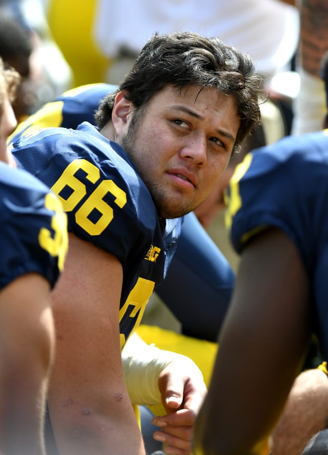Michigan Wolverines football offensive lineman Chuck Filiaga has started every game this year at left guard.