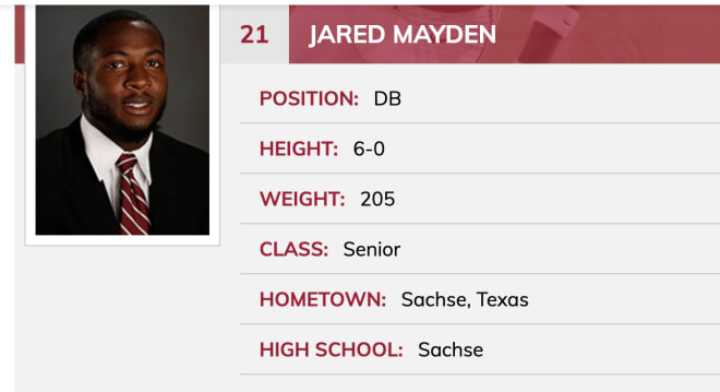 Jared Mayden is a safety out of Sachse, Texas 