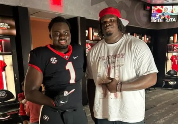 Nnamdi Ogboko poses with fellow North Carolina native Jordan Davis.