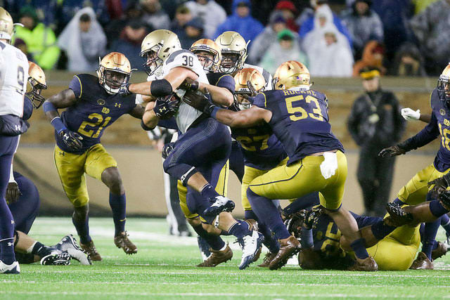 Notre Dame’s defense was on the field 80 plays in the 24-17 win versus Navy.