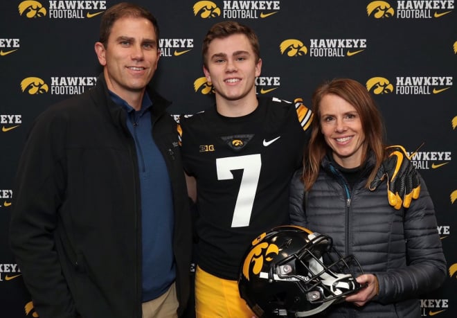 Thomas Hartlieb with his parents, Jim and Amy, on their official visit to Iowa City.