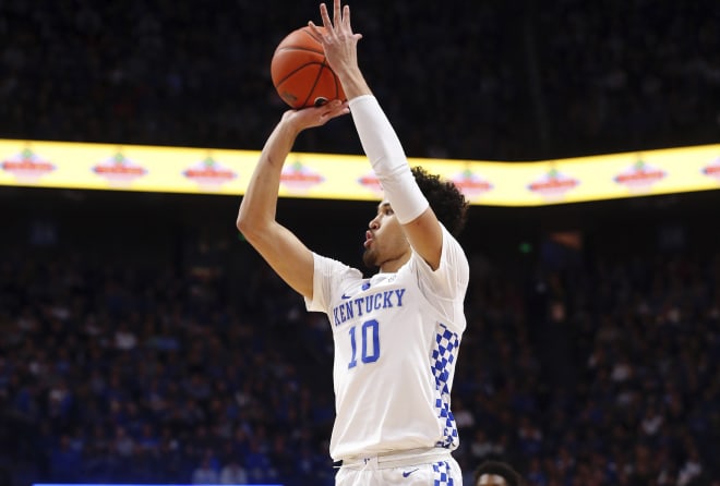 Kentucky's Johnny Juzang (10) takes an uncontested shot during a game against Georgia on Jan 21, 2020