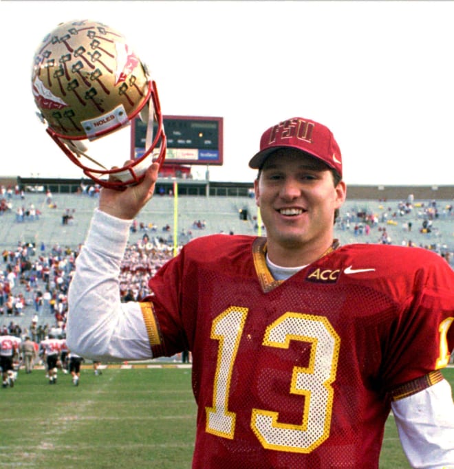 Danny Kanell smiles while leaving the field in 1995 after setting an ACC record for career touchdown passes. 