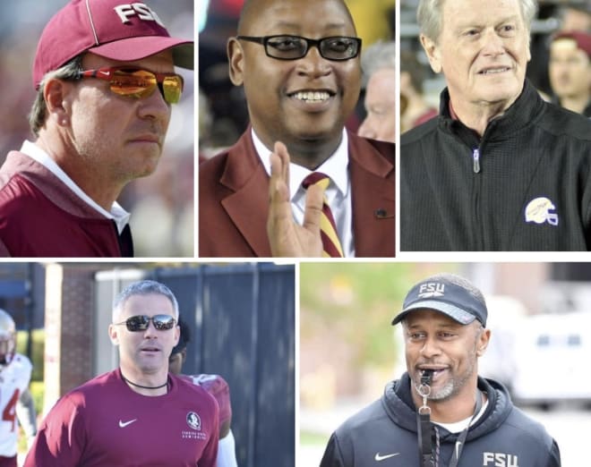 Jimbo Fisher (clockwise, from top left), Stan Wilcox, John Thrasher, Willie Taggart and Mike Norvell.