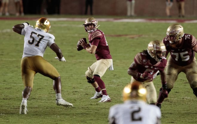 McKenzie Milton looks to deliver a pass Sunday night against No. 9 Notre Dame.