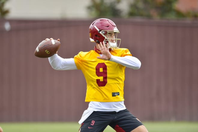 Kedon Slovis during practice No. 2 on Saturday.