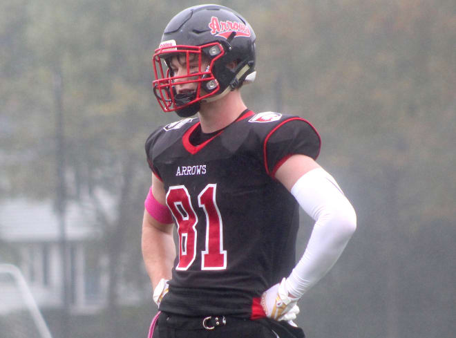 New England tight end Louis Hansen committed to Michigan this week. 
