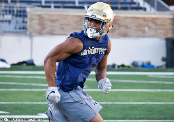 Notre Dame rover commit Shayne Simon scored three touchdowns on offense and recorded a sack while helping Jersey City (N.J.) St. Peter’s to a 43-20 win over West Orange (N.J.) Seton Hall Prep (0-3).