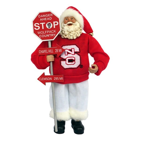 Red NC State Wolfpack 12" Santa & Sign Figurine