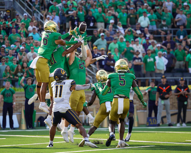 The Notre Dame defense batted down a Hail Mary attempt to close out the game. 