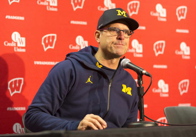 Jim Harbaugh told his team to keep fighting after its latest setback, the 24-10 loss to Wisconsin.