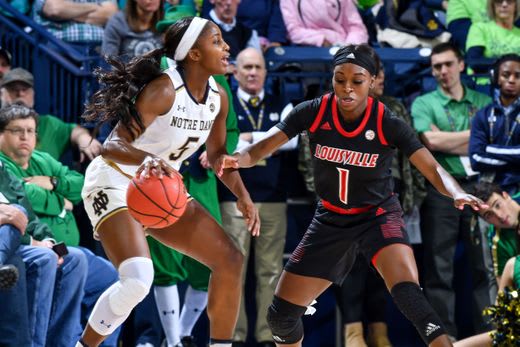 Jackie Young’s 14 points, six rebounds and five assists helped No. 1 Notre Dame defeat No. 2 Louisville, 82-68.