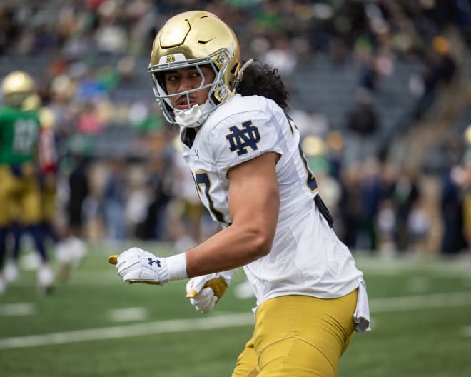 Freshman Kyngstonn Viliamu-Asa is part of the impressive next wave of young Notre Dame linebackers, who are quickly getting up to speed.