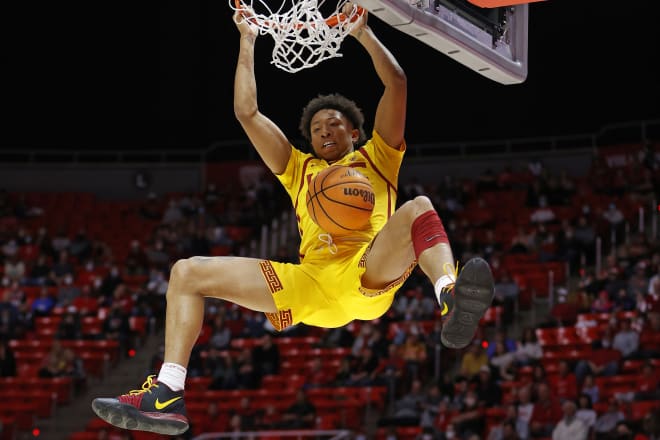 Boogie Ellis throws down a dunk during USC's 79-67 win at Utah on Saturday.